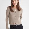 Women 525 America | Rhea: Rib Crewneck Button Front Cardigan