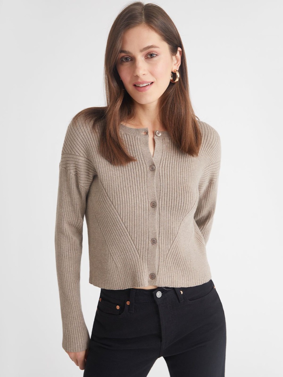 Women 525 America | Rhea: Rib Crewneck Button Front Cardigan