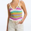 Women 525 America | Samantha: Stripe Crochet Tank Cyan Multi