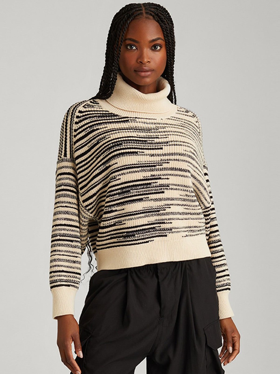 Women 525 America | Edie: Marl Chunky Turtleneck Pullover Cream Multi