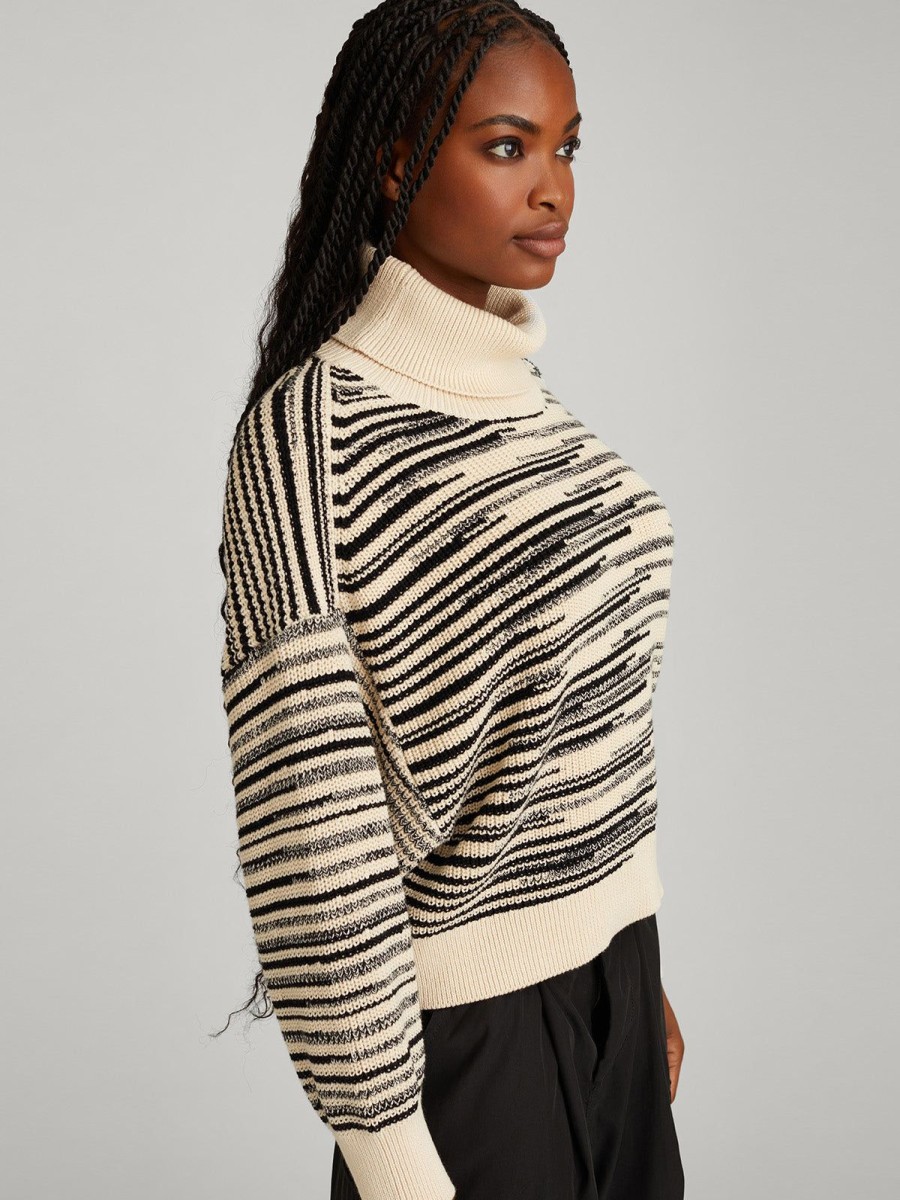 Women 525 America | Edie: Marl Chunky Turtleneck Pullover Cream Multi