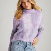 Women 525 America | Lizzie: Space Dye Rib Turtleneck Pullover Purple Rose Multi