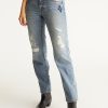 Women 525 America | Destructed Embroidered Straight-Leg Denim Jeans Baylor Wash