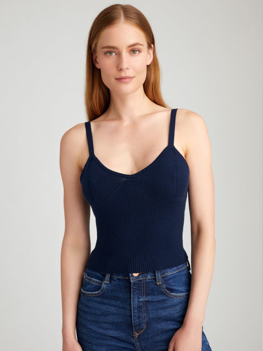 Women 525 America | Liv: Rib Crop Tank Dark Blue