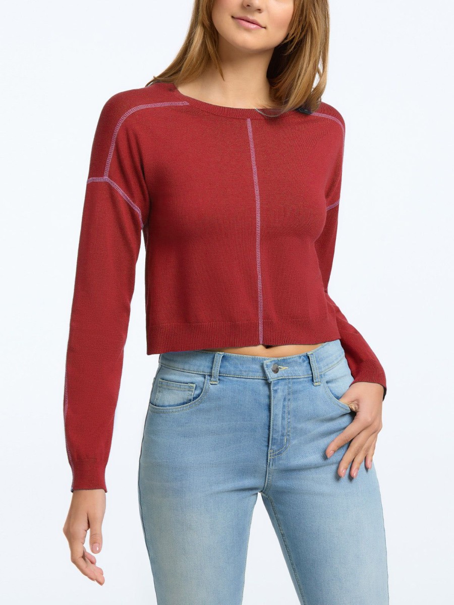 Women 525 America | Exposed Cover Stitch Pullover