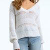 Women 525 America | Sage: Crochet V-Neck Sweater