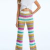 Women 525 America | Rose: Stripe Crochet Wide Leg Pant Cyan Multi