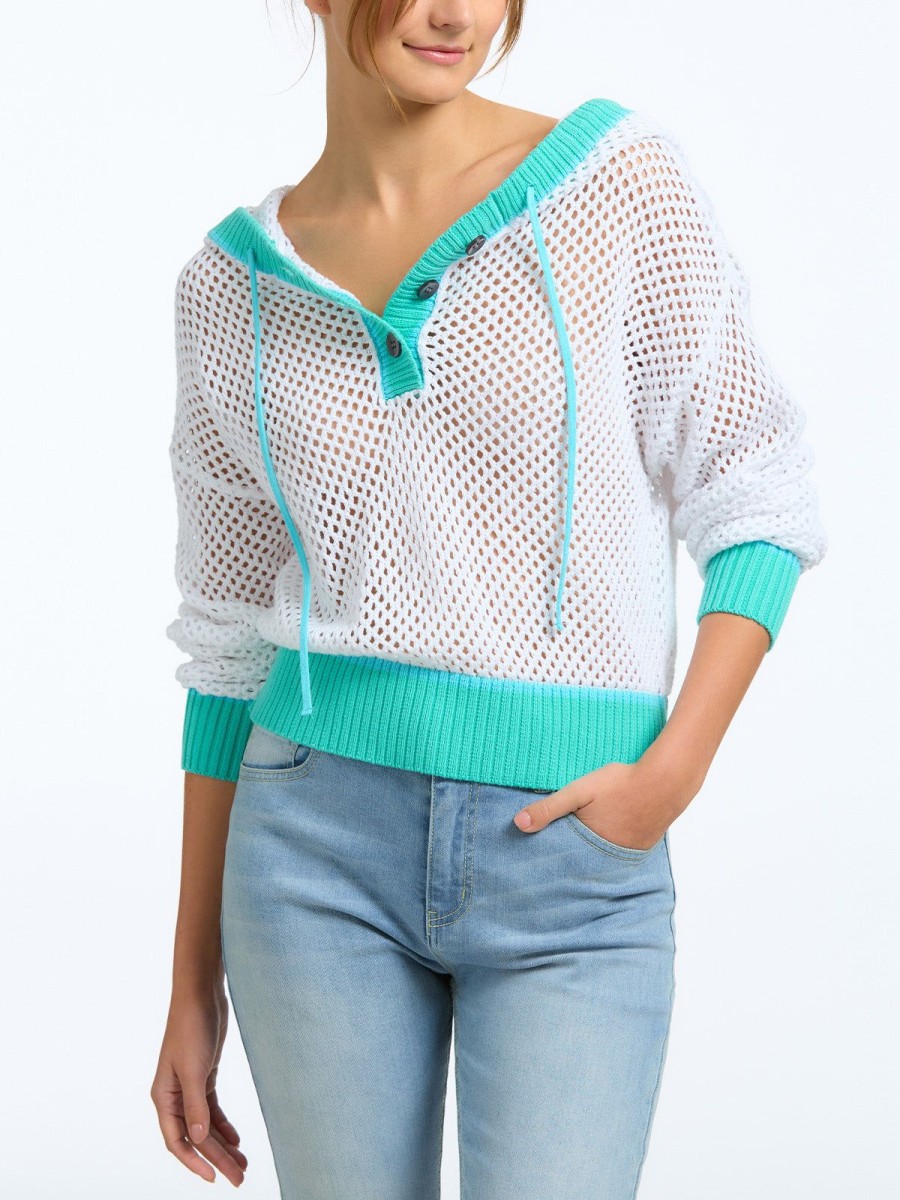 Women 525 America | Crochet Colorblock Hoodie