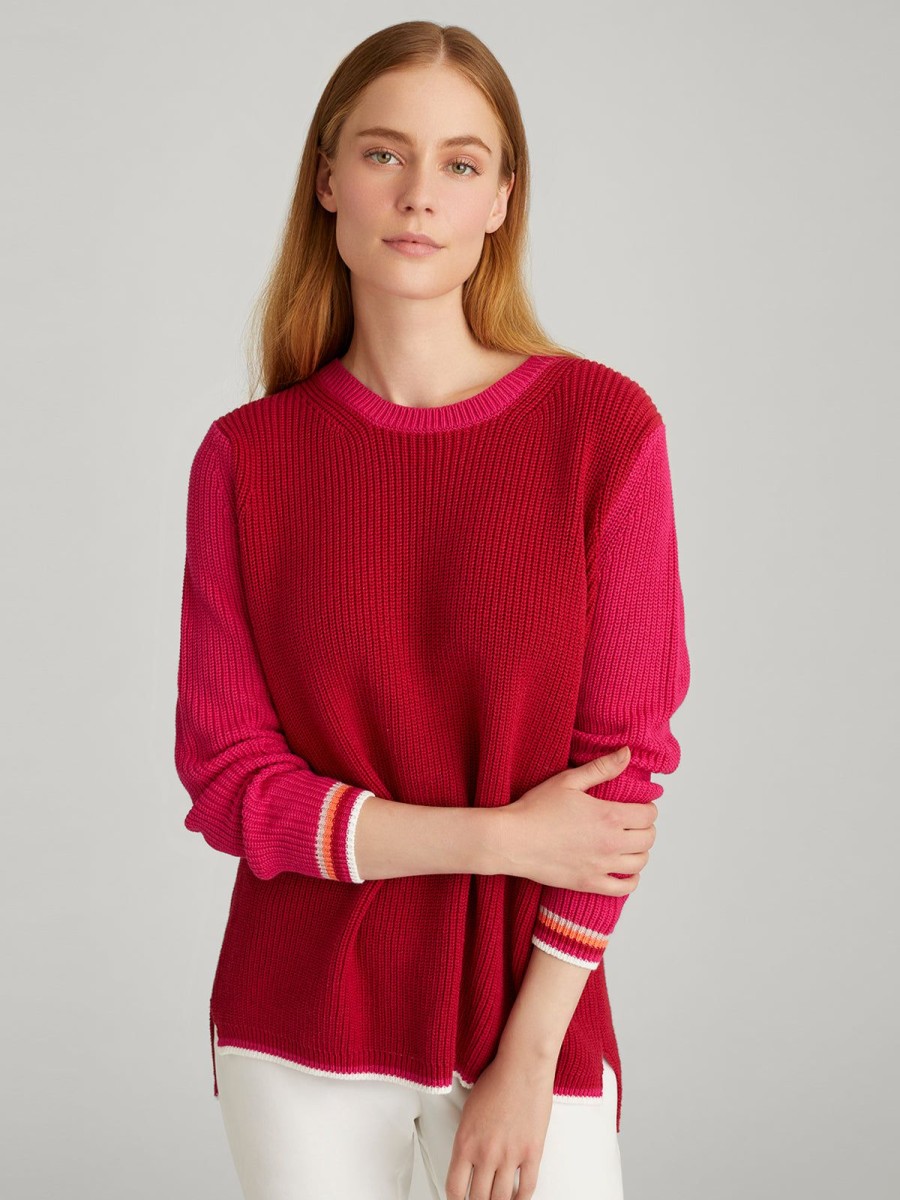 Women 525 America | Emma: Tipped Crewneck Shaker Stitch Sweater