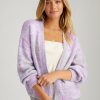 Women 525 America | Lylah: Space Dye Open Front Cardigan Purple Rose Multi