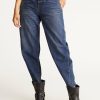 Women 525 America | Studded-Waist Barrel-Leg Cotton Denim Jeans Kora Wash