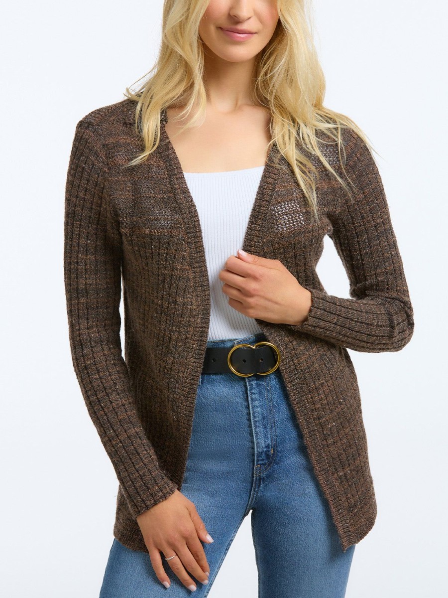 Women 525 America | Cora: Open Stitch Cardigan Mink Multi