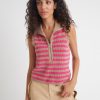 Women 525 America | Emmy: Half-Zip Front Stripe Tank Cashew Heather Multi