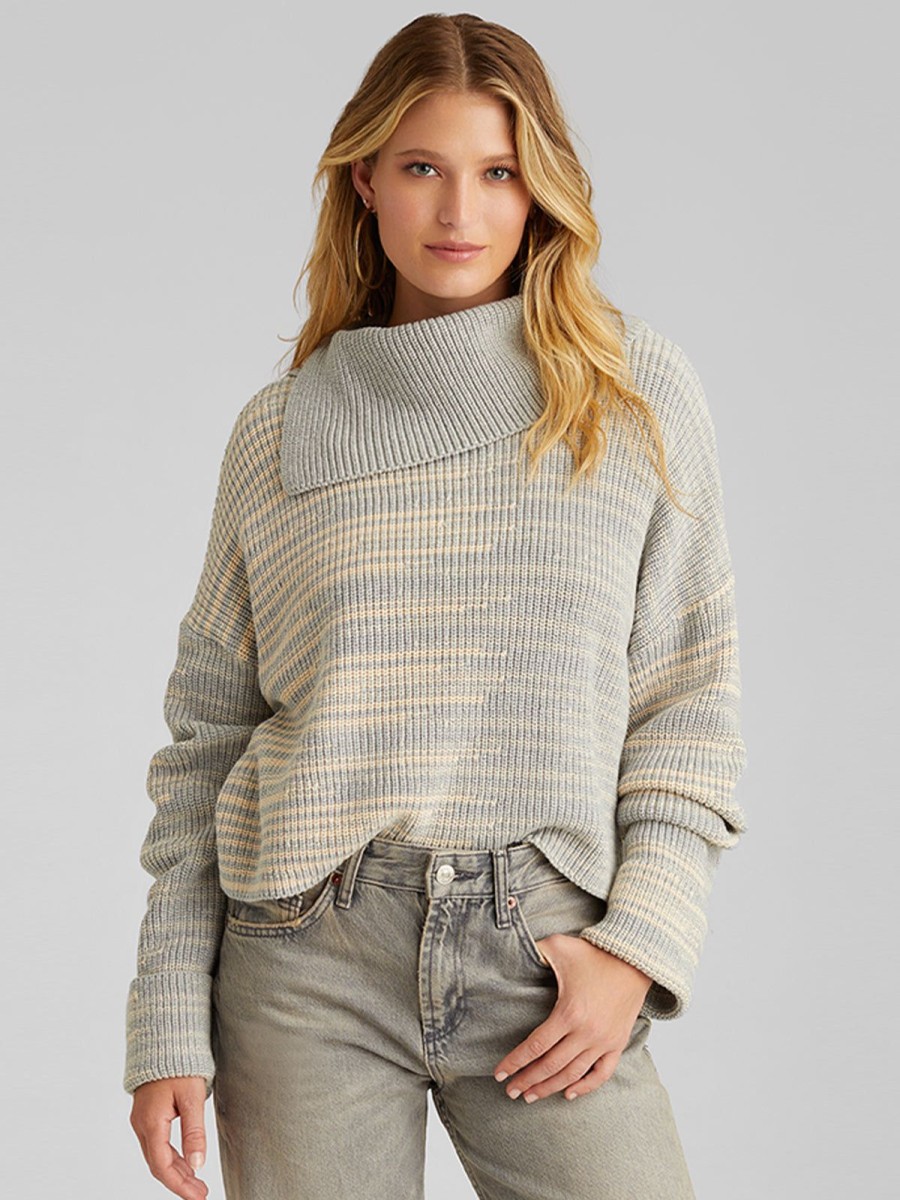 Women 525 America | Lily: Marl Split Turtleneck Pullover Medium Heather Grey Multi