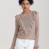 Women 525 America | Frances: Ruffle-Trimmed Pointelle Sweater