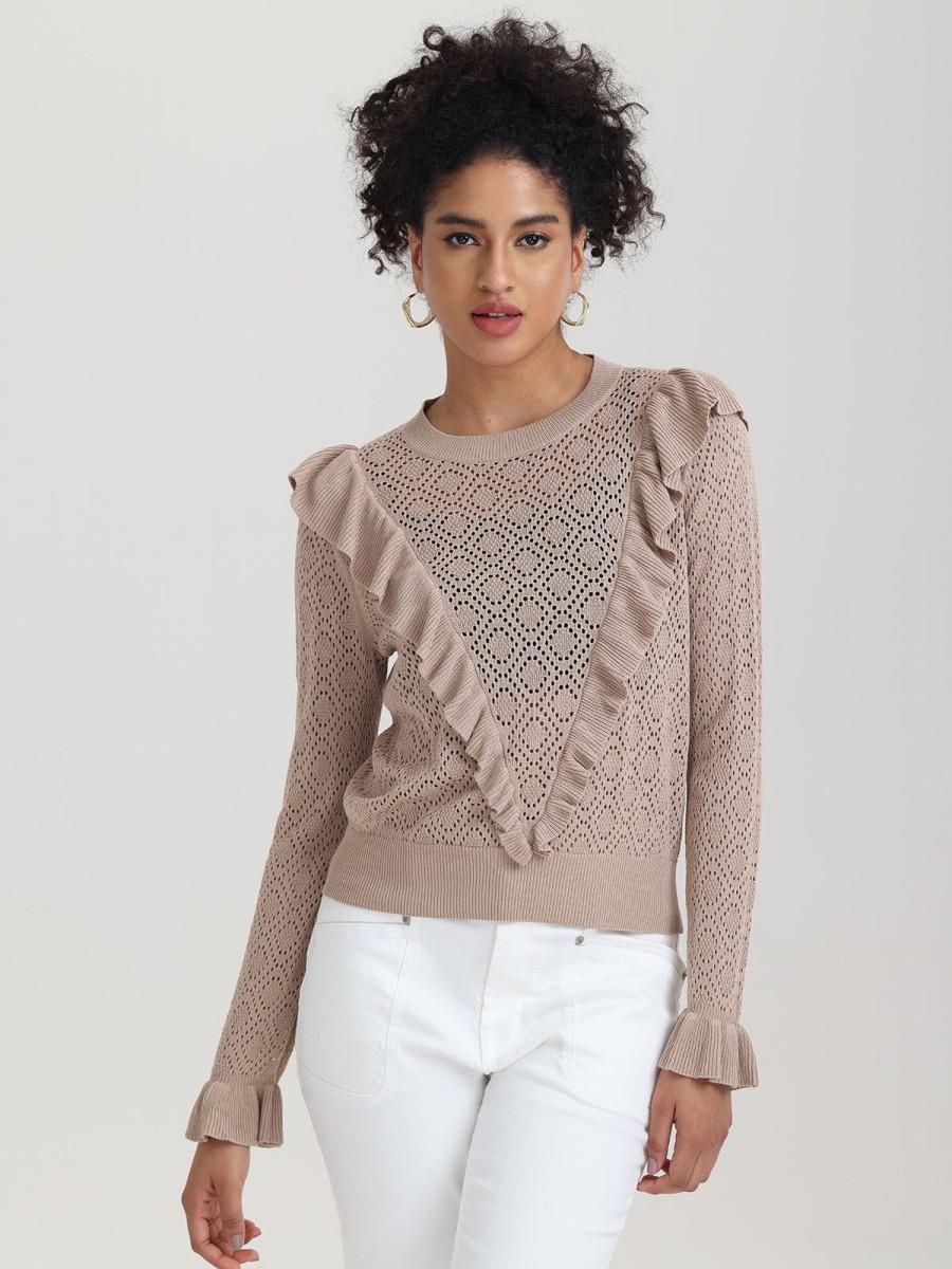 Women 525 America | Frances: Ruffle-Trimmed Pointelle Sweater