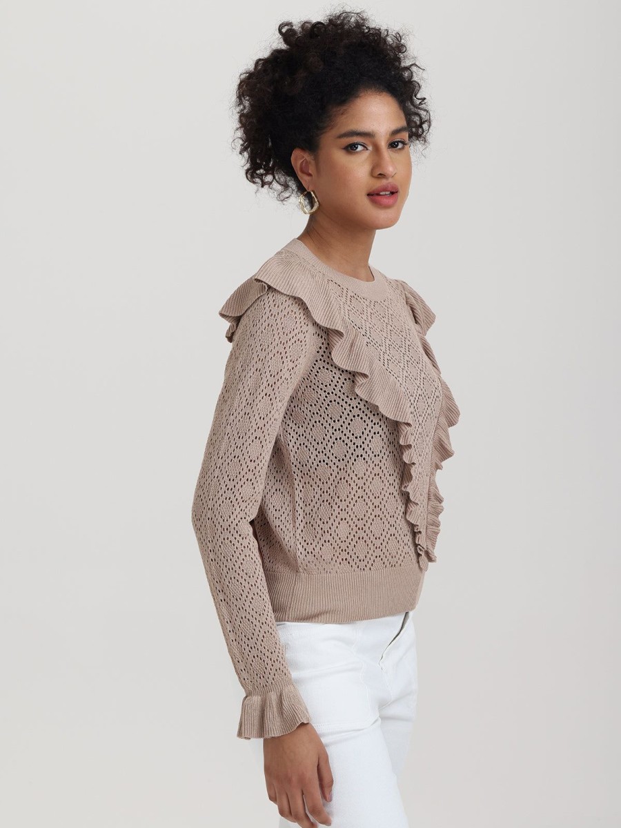 Women 525 America | Frances: Ruffle-Trimmed Pointelle Sweater