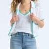 Women 525 America | Esther: Crochet Collared Cardigan Bleach White Multi