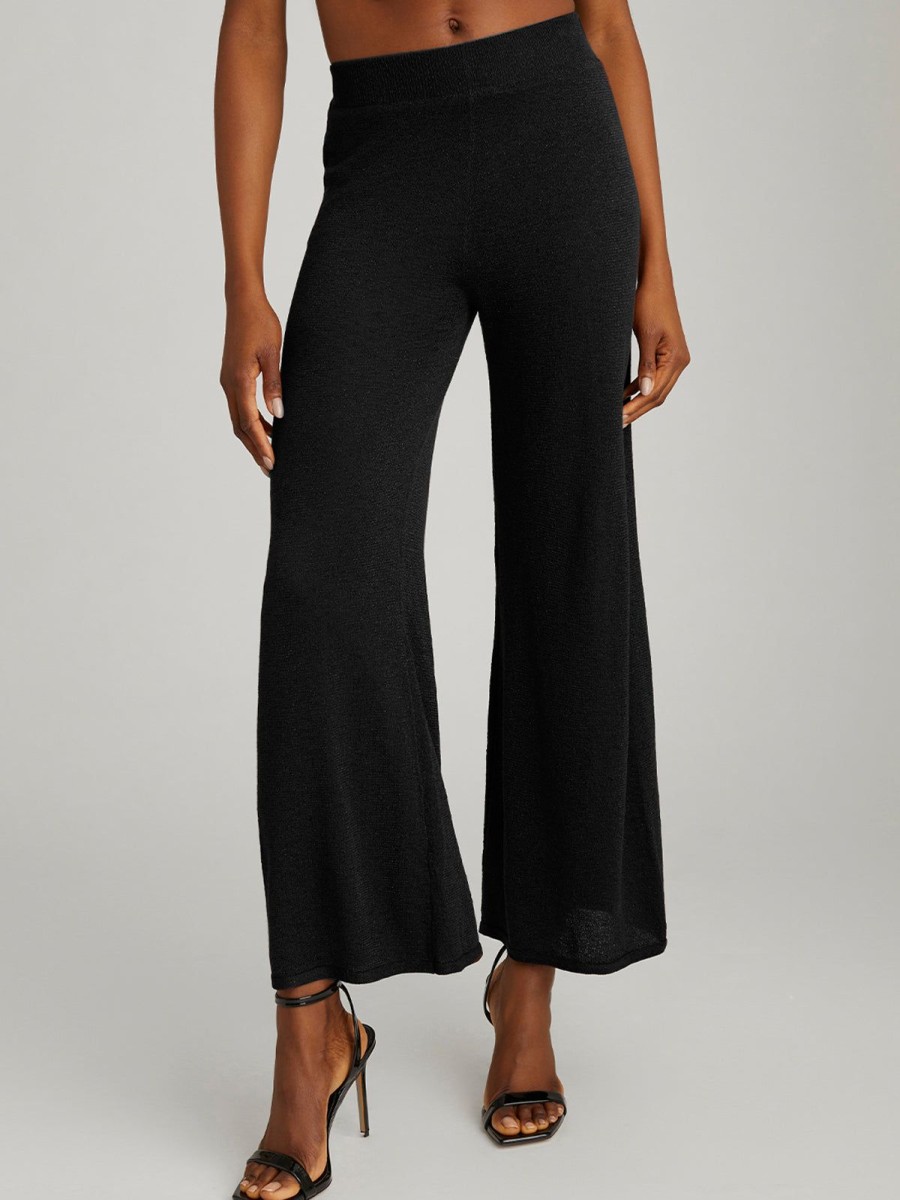 Women 525 America | Clover: Metallic Wide Leg Pants Black