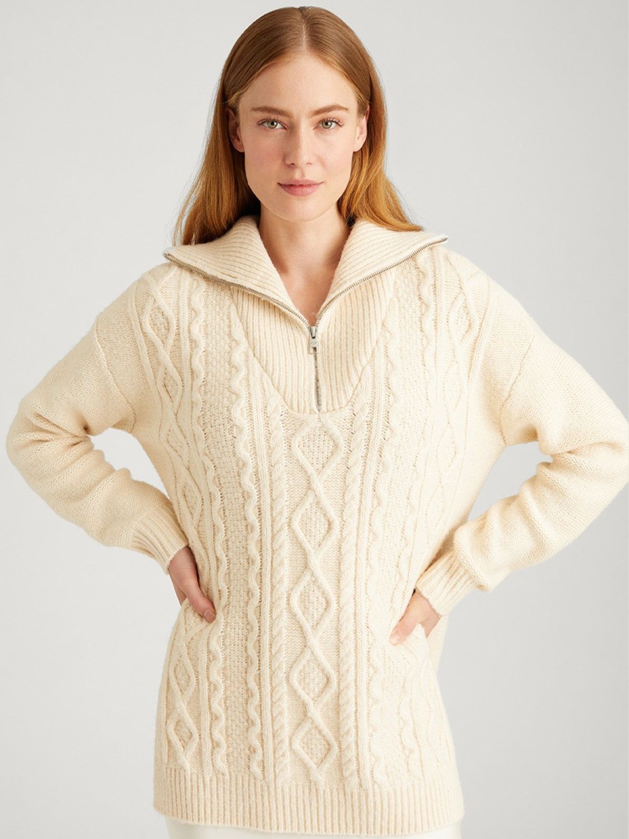 Women 525 America | Golli: Cable Half-Zip Sweater Cream