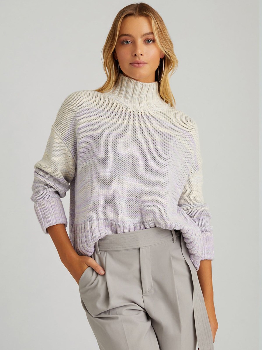 Women 525 America | Blair: Ombre Mockneck Pullover Purple Rose Multi