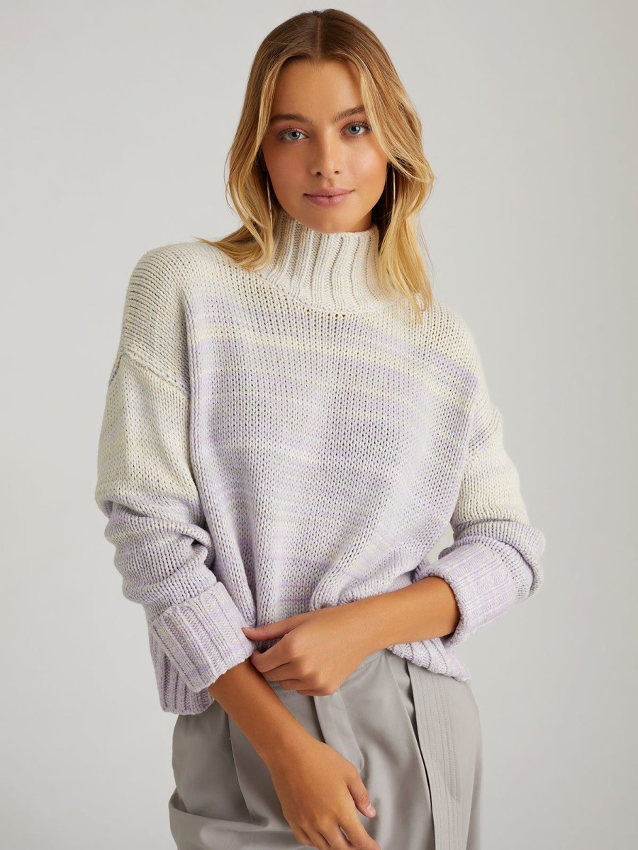 Women 525 America | Blair: Ombre Mockneck Pullover Purple Rose Multi