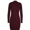 Women 525 America | Mabel: Metallic Mockneck Dress Oxblood