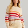 Women 525 America | Ida: Stripe Button Shoulder Pullover Cream Multi