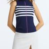 Women 525 America | Exposed Cover Stitch Stripe Tank Dark Blue Multi