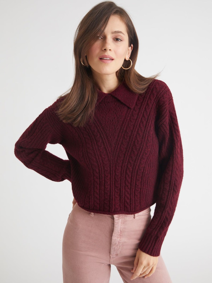 Women 525 America | Alicia: Polo Sweater Oxblood