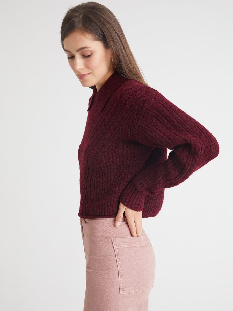 Women 525 America | Alicia: Polo Sweater Oxblood