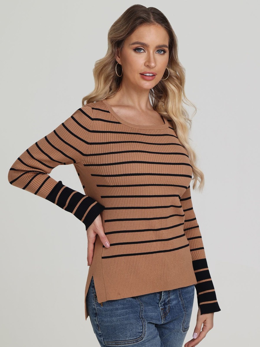 Women 525 America | Camila: Stripe Crewneck Sweater