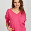 Women 525 America | Noor: Oversized V-Neck Pullover Shocking Pink