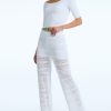 Women 525 America | Rose: Crochet Wide Leg Pant Bleach White Multi