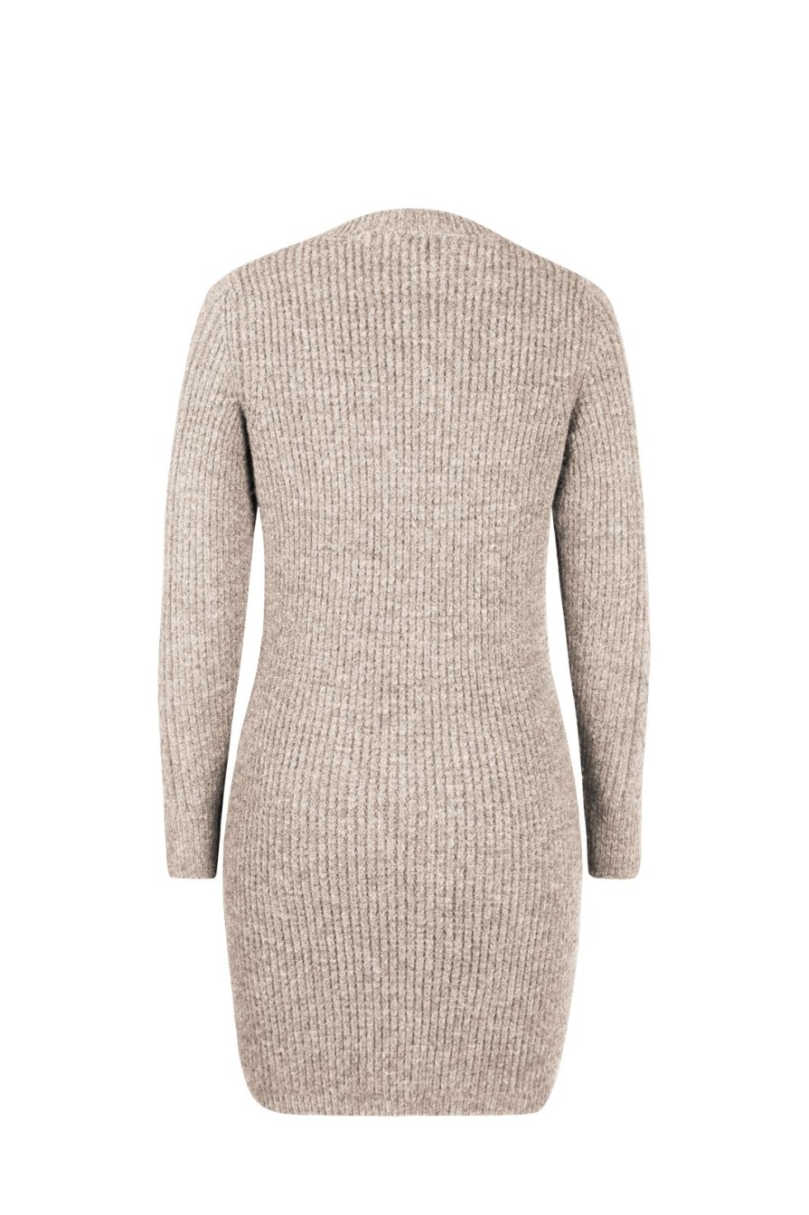 Women 525 America | Tessa: Cable Long Sleeve Dress Cashew Heather