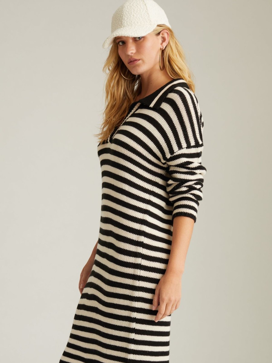 Women 525 America | Raya: Stripe Polo Dress Black Multi