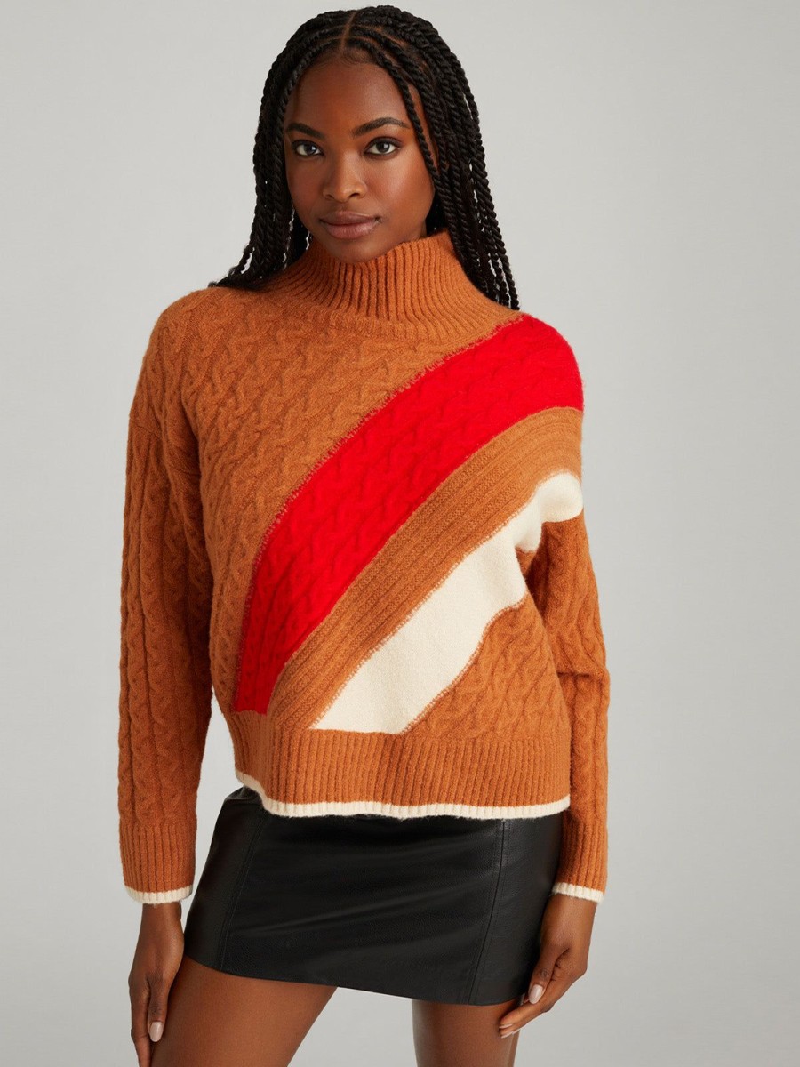 Women 525 America | Ria: Colorblock Cable Pullover