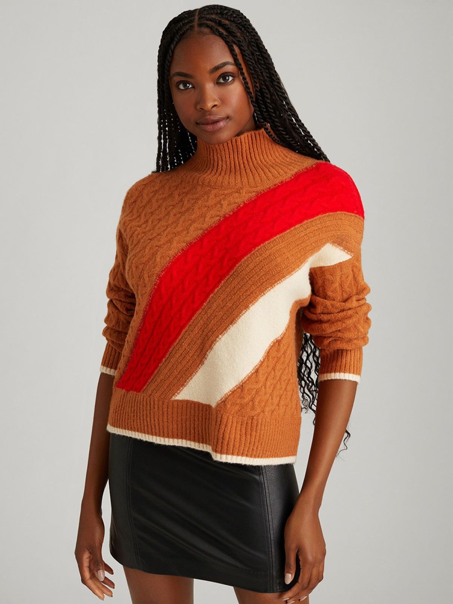 Women 525 America | Ria: Colorblock Cable Pullover