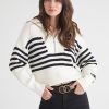 Women 525 America | Norah: 1983 Stripe Half-Zip Sweater Chalk Multi